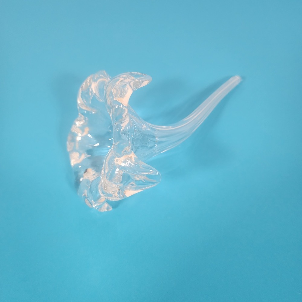 Vintage Hand Blown Clear Glass‎ Lily Flower Shaped Single Bud Vase Unique